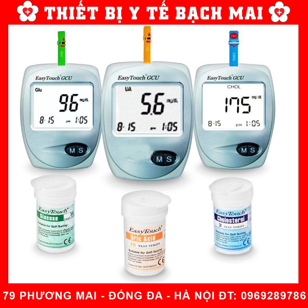 Máy Đo Đường Huyết Mỡ Máu Gout 3 In 1 Easy Touch Et322 Rossmax - Hộp 25 Que Đường