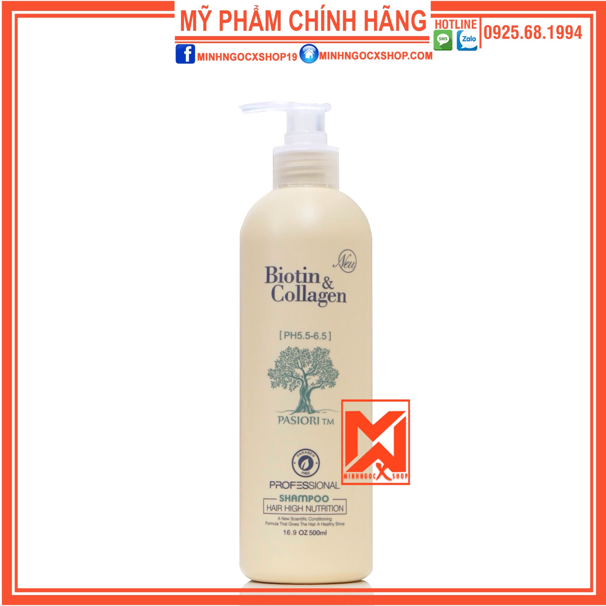 Dầu Gội Biotin Collagen Trắng Giảm Rụng Phục Hồi Tóc Khô Sơ Hư Tổn 500Ml Chính Hãng