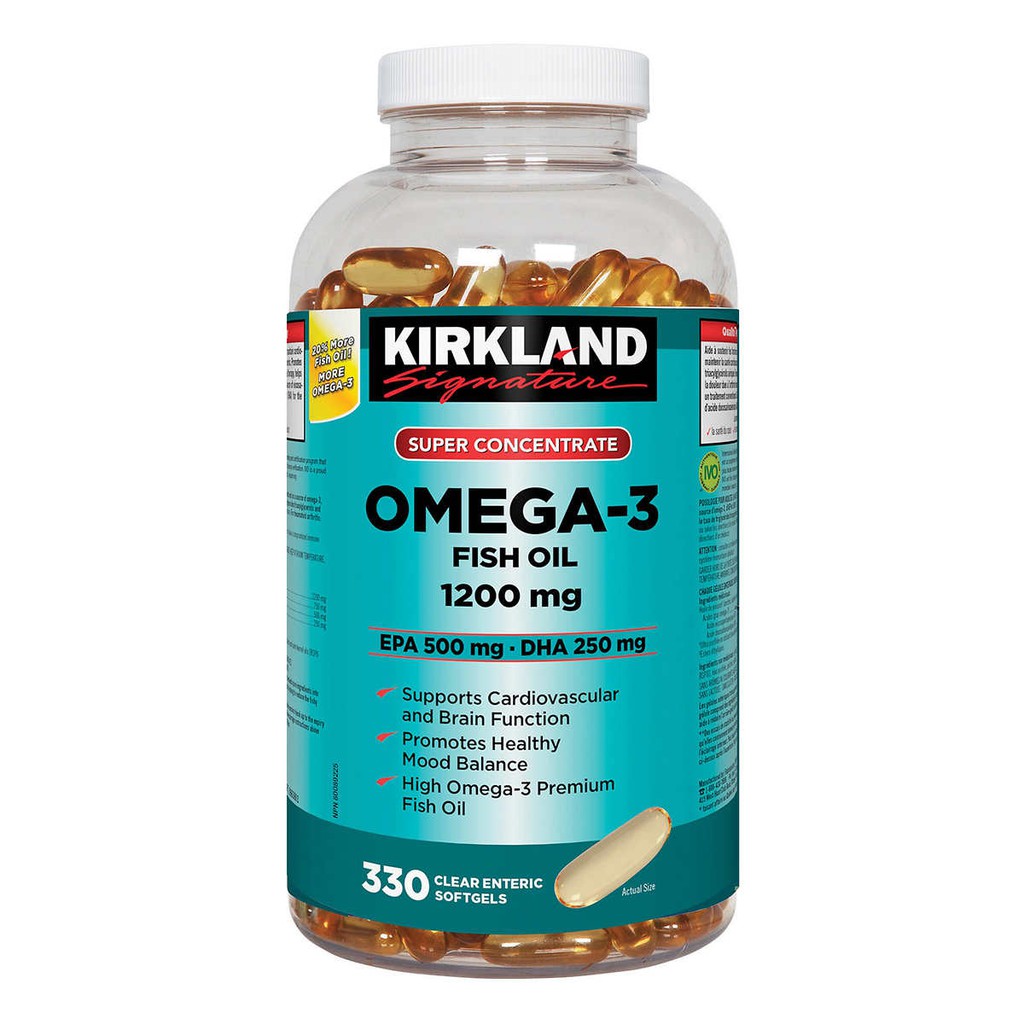 Dầu cá đậm đặc Omega-3 Super Concentrate Fish Oil 1200mg Kirkland Signature 330 Viên