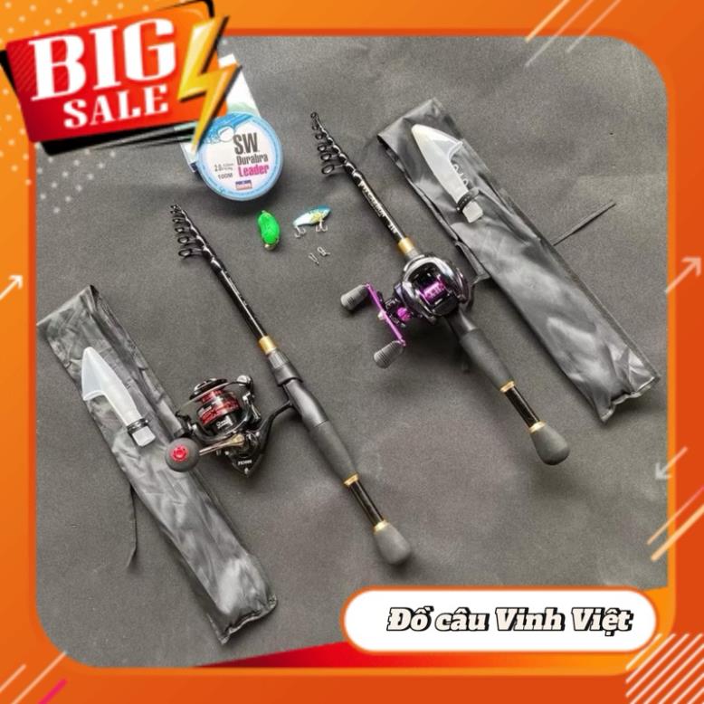 Bộ cần câu lure Rút Fit Cacbon ( Máy đứng FS  Máy ngang titan ) cực khỏe chuyên lure lóc  sộp chẽm .