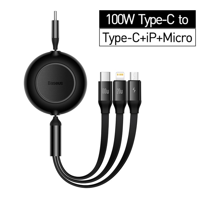 Cáp Sạc Dây Rút Thế Hệ Mới Baseus Bright Mirror Series 2 Retractable 3-in-1 Fast Charging Data Cable