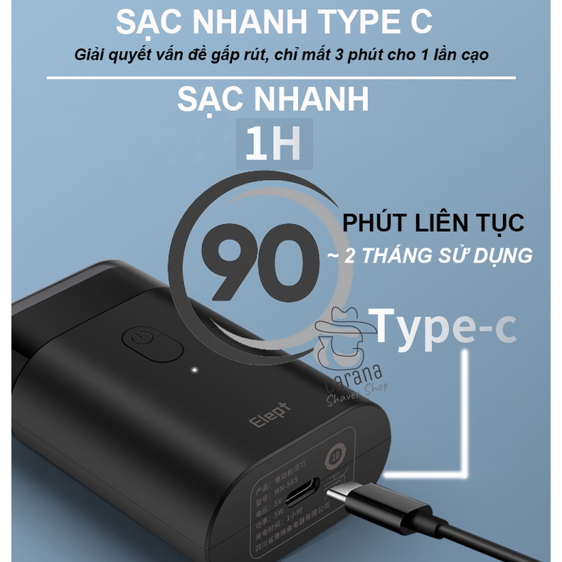 Máy cạo râu 2 lưỡi Elept MN-585 công suất 5W tự mài Máy cạo râu Mini MN585 nhỏ gọn đa năng du lịch 2