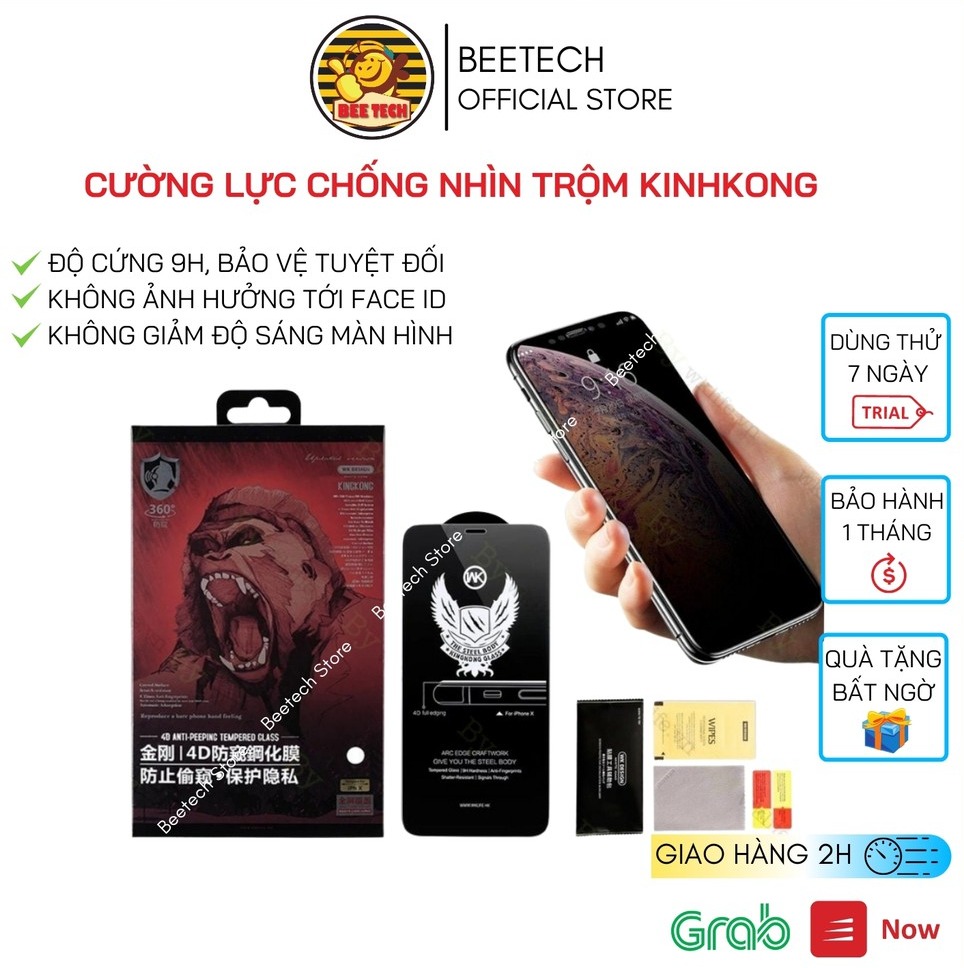 Cường lực iphone chống nhìn trộm kính cường lực full màn Kingkong chính hãng - Beetech