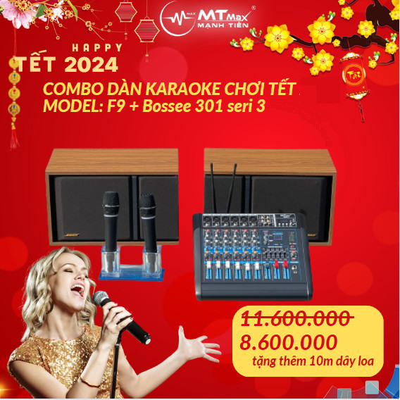 Combo dàn karaoke gia đình sân khấu cực đỉnh 2024 siêu hay loa Bose 301 seri III kèm mixer liền công