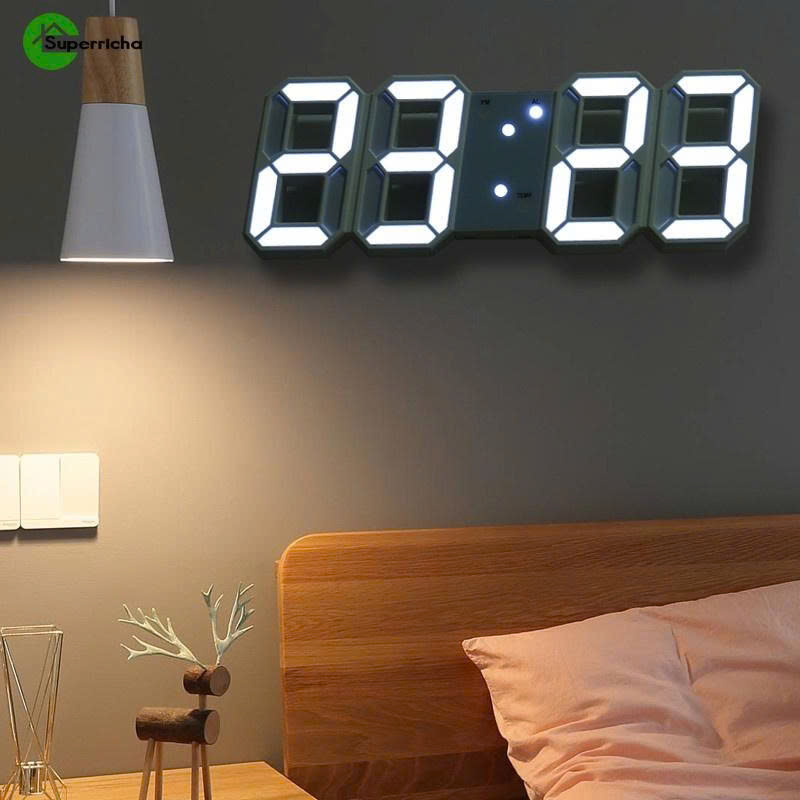 ĐỒNG HỒ LED 3D ĐỂ BÀN HOẶC TREO TƯỜNG - ĐỒNG HỒ THÔNG MINH NHIỀU CHỨC NĂNG BÁO THỨC KIÊM ĐÈN NGỦ BÁO LỊCH VÀ NHIỆT ĐỘ DÙNG DECOR PHÒNG SIÊU XINH