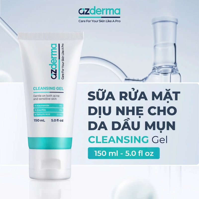 Sữa rửa mặt dịu nhẹ Azderma hỗ trợ giúp giảm dầu và tình trạng mụn quay trở lại  Cleansing ɡel Azder