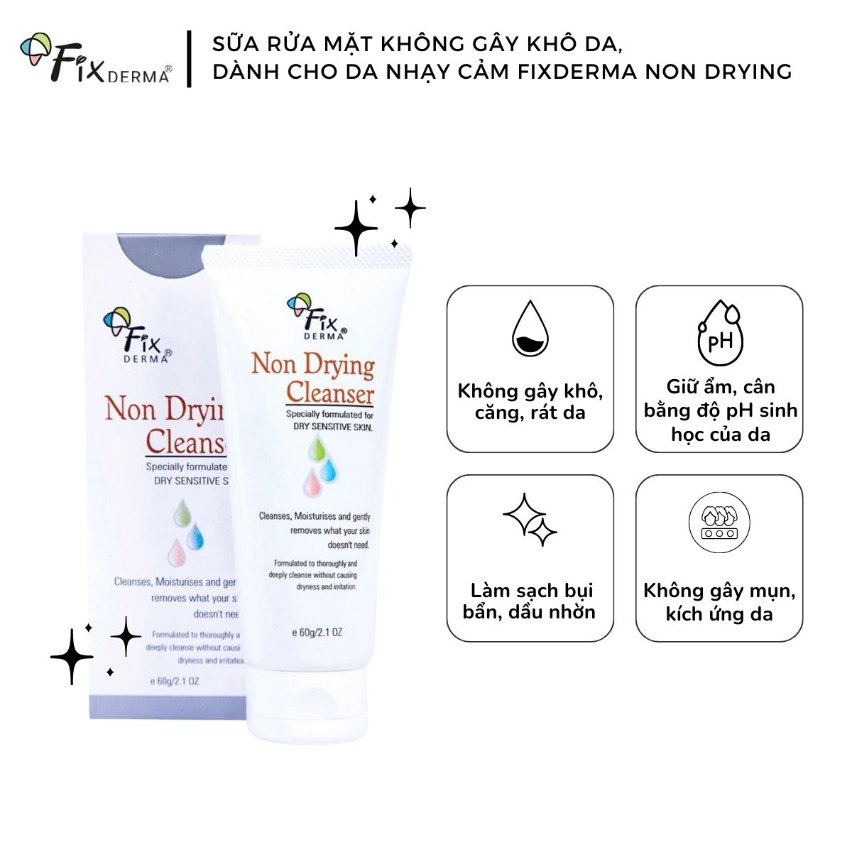 Sữa rửa mặt trắng da Fixderma Non Drying Cleanser sữa rửa mặt cho da nhạy cảm tẩy tế bào chết da mặt