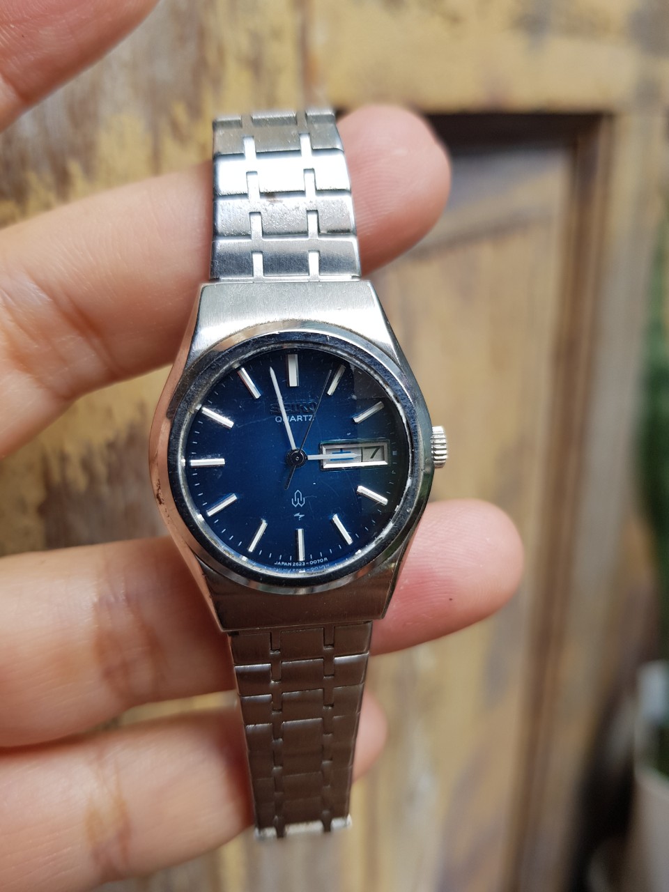 Đồng hồ nữ hiệu Seiko mặt tròn màu xanh vintage cổ điển 2hand hàng si Nhật HCM