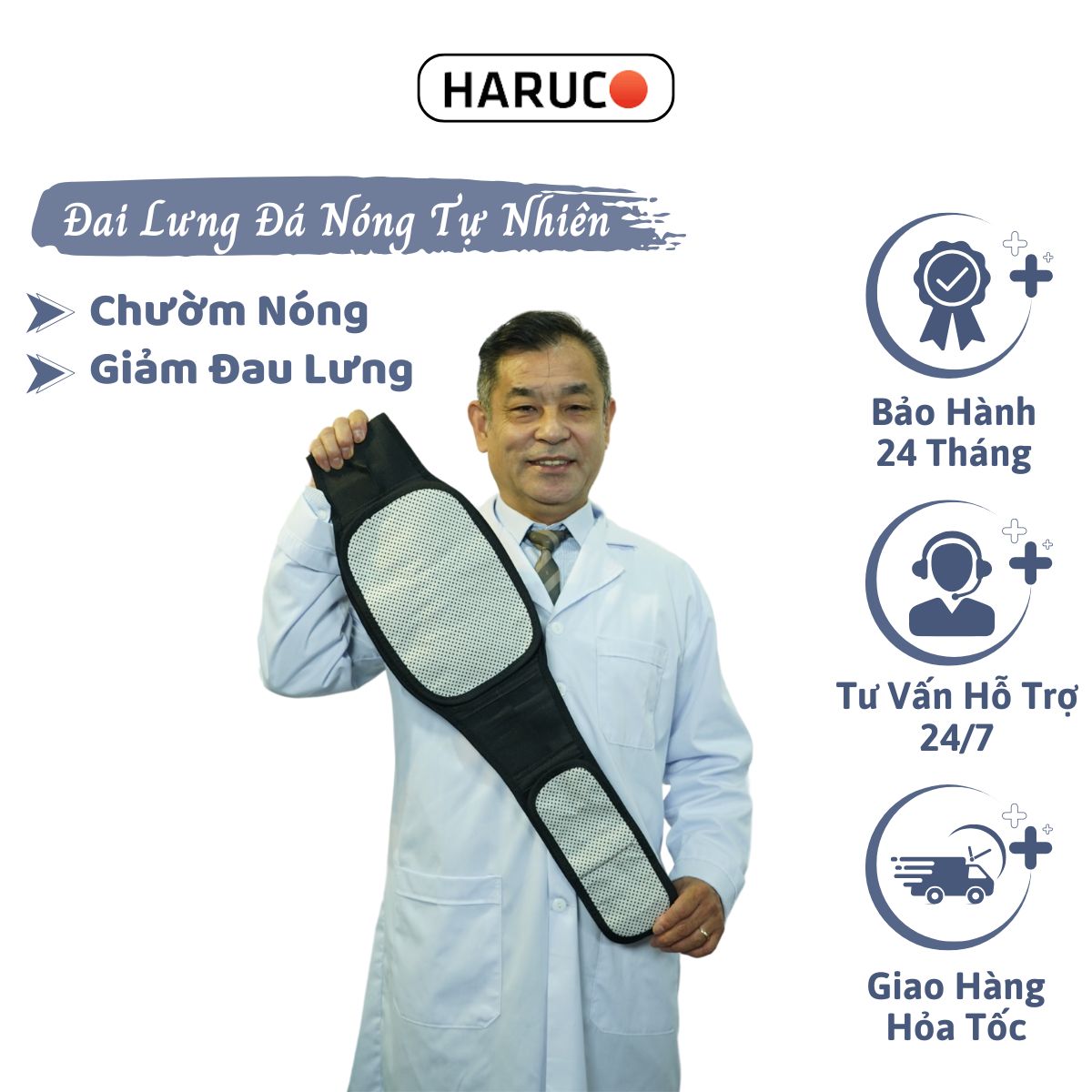 Đai Lưng Đá Nóng Haruco Giúp Giảm Đau Lưng Hiệu Quả