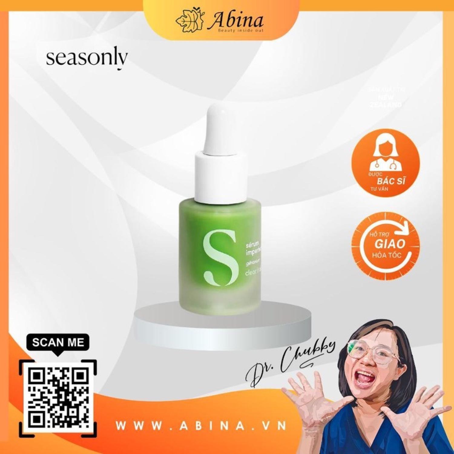 Serum giảm mụn Seasonly Blemish-Control Serum 15ml (Imperfection Serum): Niacinamide + Bakuchiol - D