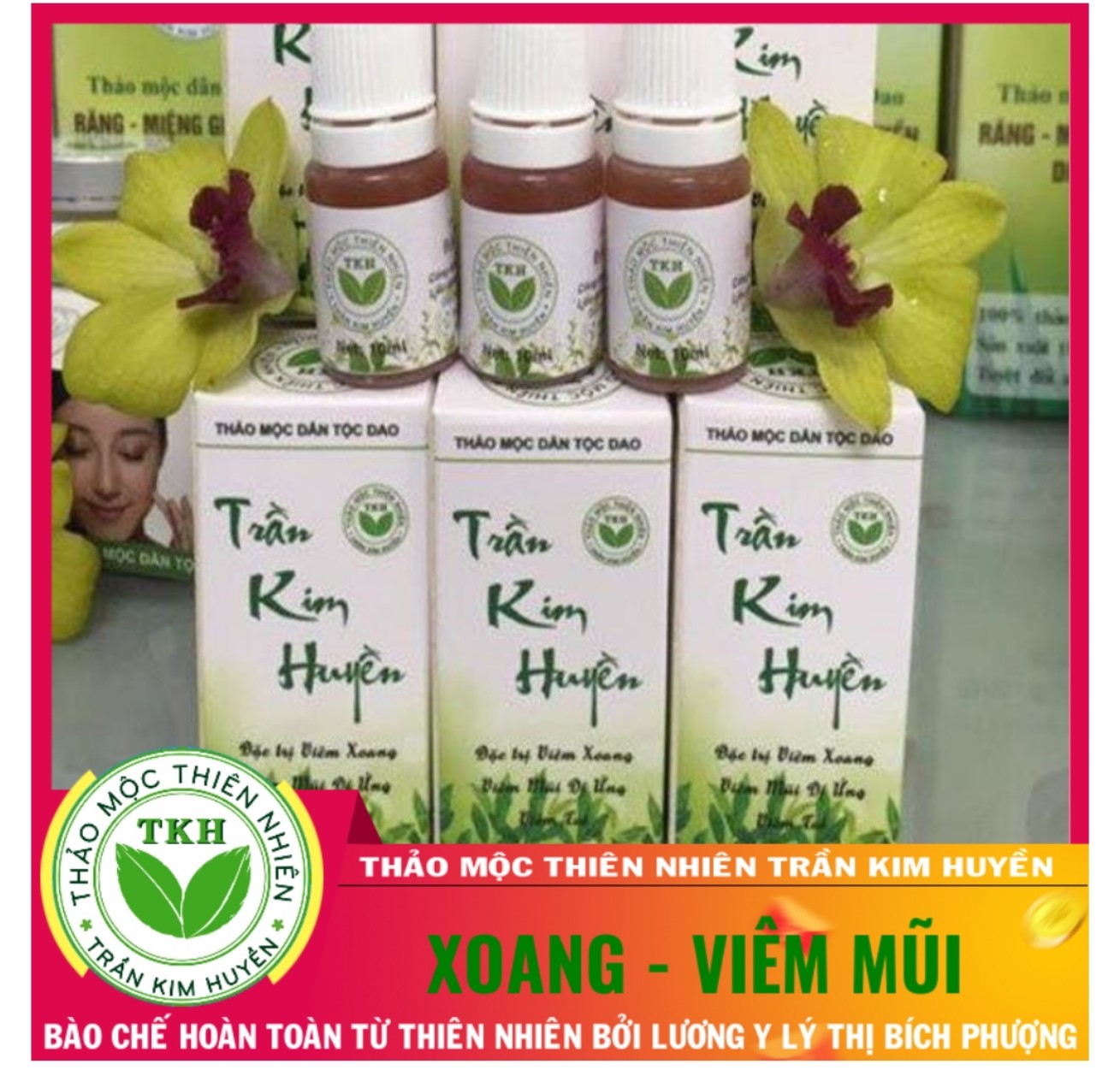 Nhỏ Mũi Thảo Mộc Viêm Xoang Trần Kim Huyền Chính Hãng Làm Sạch Sát Trùng Giảm Đau Thông Thoáng Vùng Xoang (Chai 10Ml)