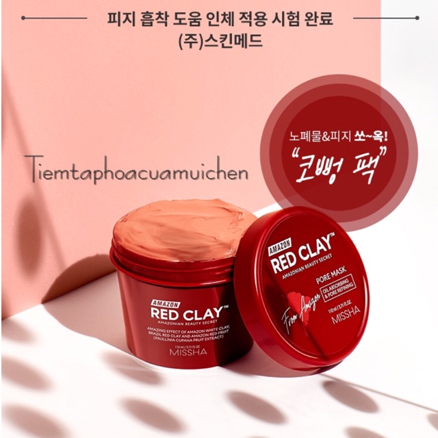 [Hcm]Mặt Nạ Đất Sét Làm Sạch Sâu Chăm Sóc Lỗ Chân Lông Hiệu Quả Missha Amazon Red Clay Pore Mask 110Ml