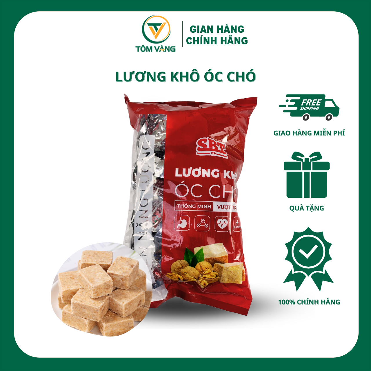 Lương Khô SBT Energy Dice (Ăn Sáng Ăn Kiêng Ăn Vặt Bữa Phụ) - Túi 500g - Tôm Vàng