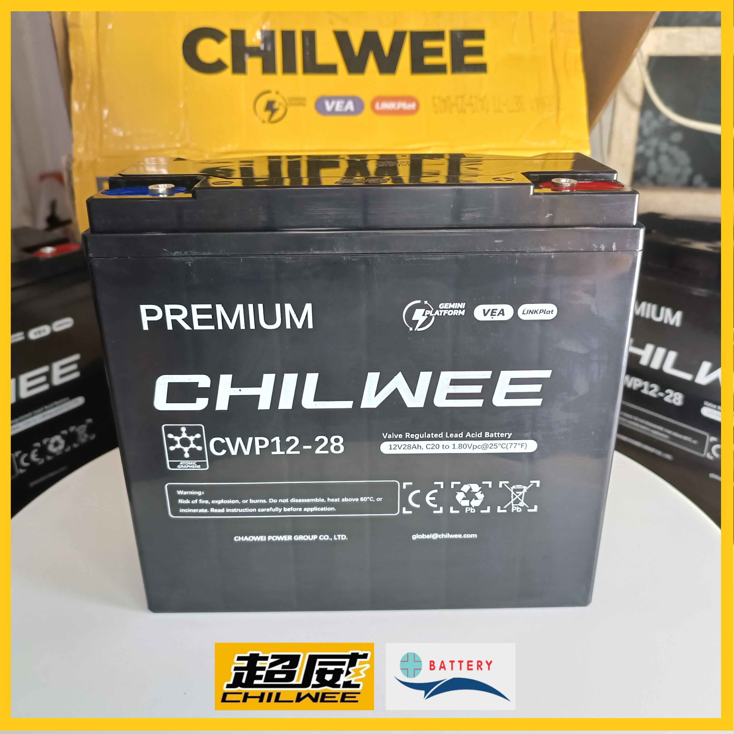 Ắc quy xe máy điện Chilwee 12v28ah dòng Premium công nghệ Graphene thế hệ mới công suất cao thay thế