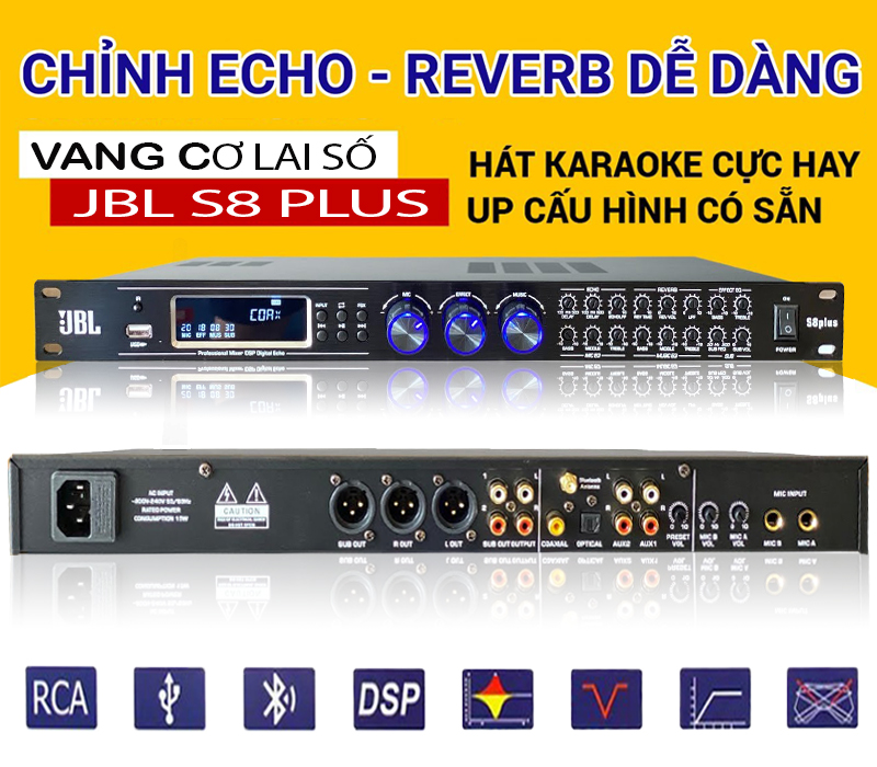 HÀNG MỸ | VANG CƠ LAI SỐ JBL S8 Plus ECHO REVERB FBX Chống Hú Tự Động Chip Xử Lý Công Nghệ 48bit DSP