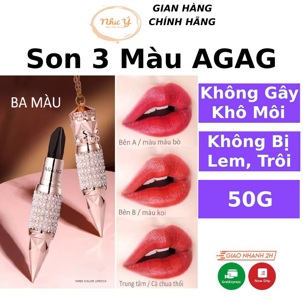 Son 3 Màu Kim Cương Nữ Vương Agag Dưỡng Môi Lì Không Trôi Cute Nhung Mịn Chính Hãng Nội Địa Trung Giá Rẻ Beauty Bigky Bigky