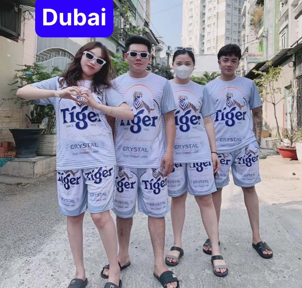 Đồ Bộ Quần Áo Thể Thao Nam Nữ Họa Tiết Bia TIGER BẠC Mùa Hè Chất Thun Lạnh Co Giãn 4 Chiều phong cách hot trend 2024 - Dubai Fashion
