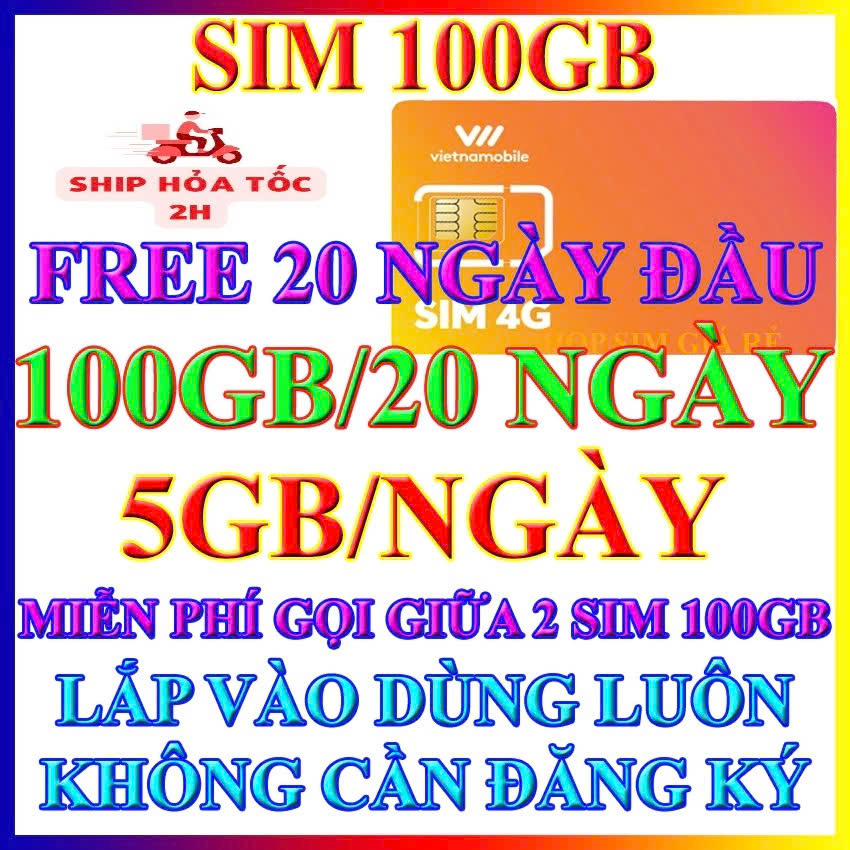 ( QUÁ RẺ ) Sim Du Lịch Vietnamobile 4G MIễn Phí 100GB Data Tốc Độ Cao Sử Dụng Trọn Gói 20 Ngày Không Cần nạp Tiền . FREESHIP - CHƯA KÍCH HOẠT.