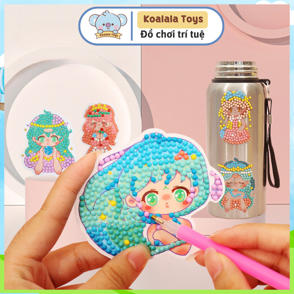Tranh đính đá cho bé Sticker dán hạt gấu dâu trang trí đồ vật Đồ chơi thủ công cho bé nhiều mẫu đầy 