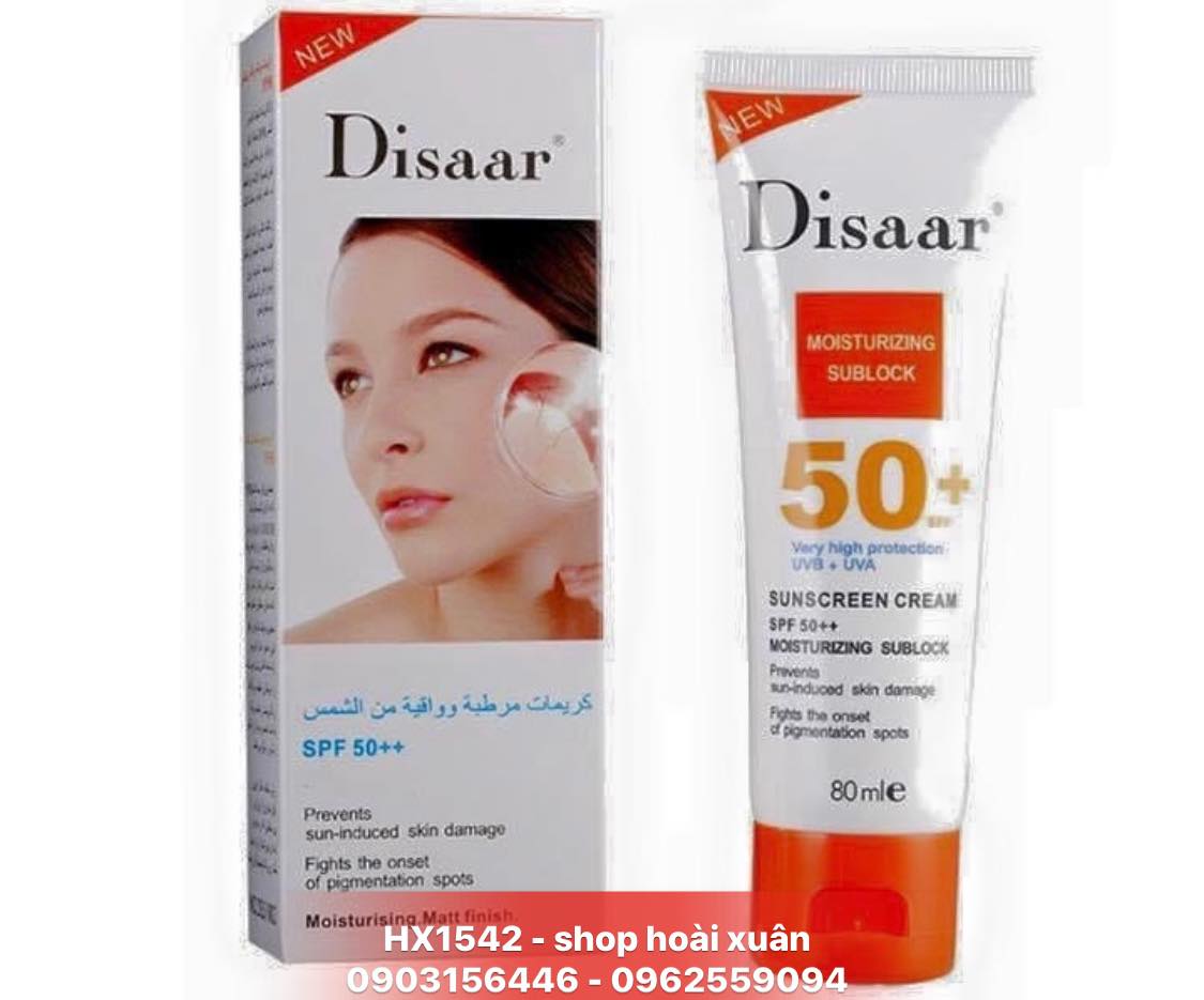 [Hcm]Kem Chống Nắng Trắng Da Không Thấm Nước Dành Cho Mặt Disaar Moisturizin Sunscreen Spf50 - Hx1542