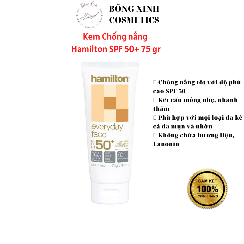 Kem Chống Nắng Hamilton Úc Everyday Face Cream Spf50+ 75Gr