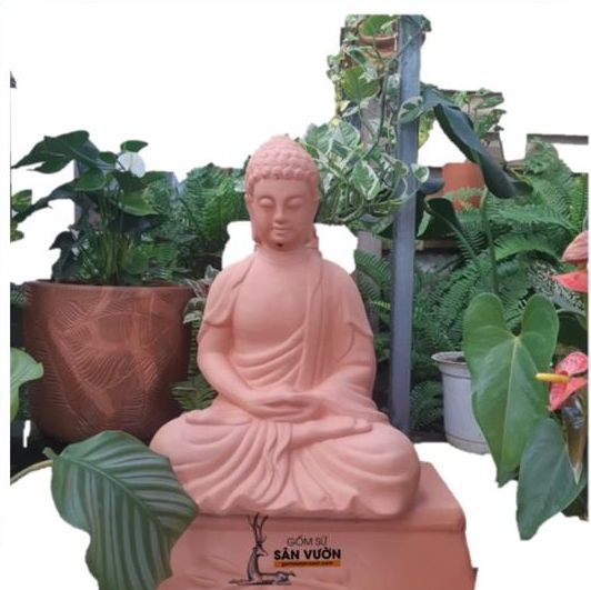 Tượng gốm đất nung (terracotta) hình PHẬT NGỒI (1 tượng D30 x H40cm) - tượng decor - gốm sứ sân vườn