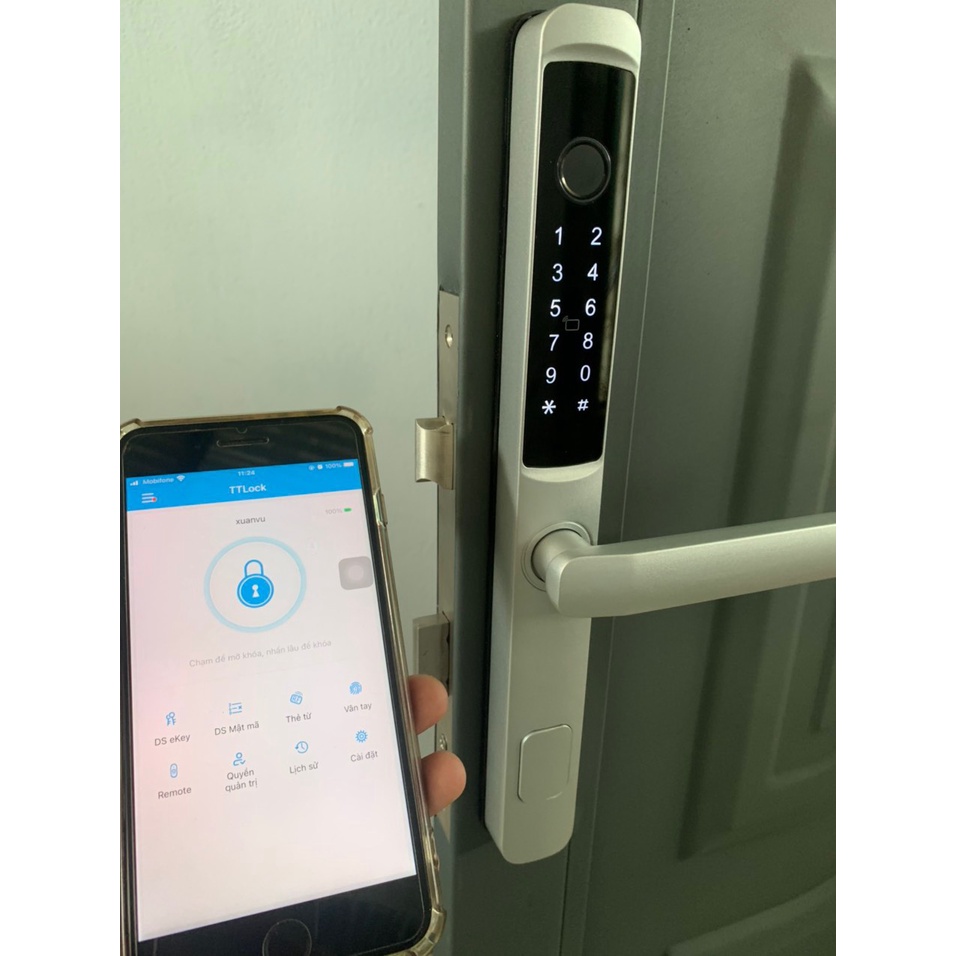 Khóa vân tay cửa nhôm Xingfa A300F thông minh dùng app TTLOCK - Phù hợp cửa nhôm XINGFA và cửa gỗ - 