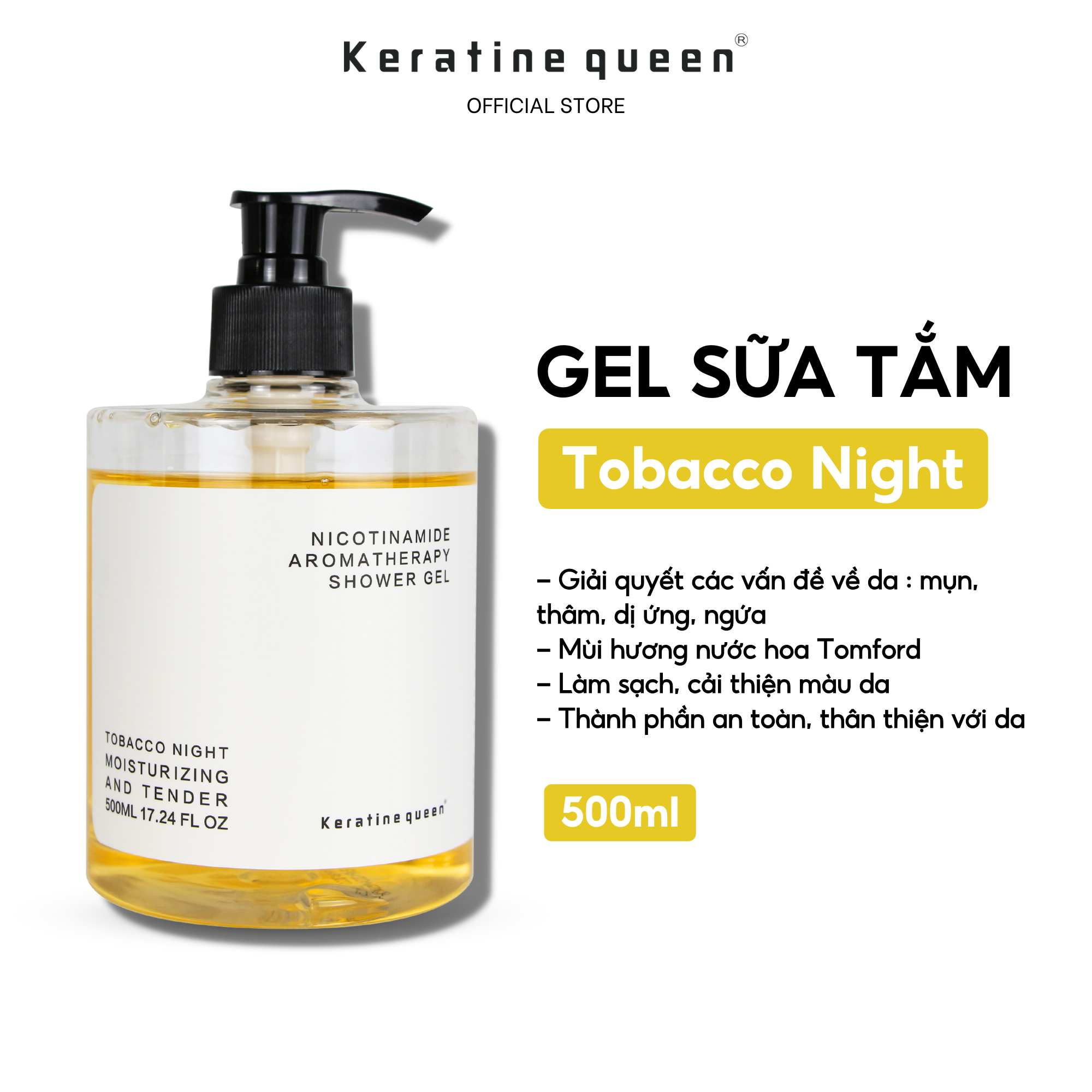 Sữa Tắm Làm Trắng và Mềm Da Hương Nước Hoa 500ml BLACK OPIUM và TOBACCO NIGHT Tinh Chất Niacinamide 