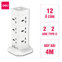 Ổ Cắm Điện Đa Năng Deli Cổng USB & TypeC Sạc Nhanh PD20W Cầu Chì Tự Ngắt Khi Quá Tải Nắp Chống Giật