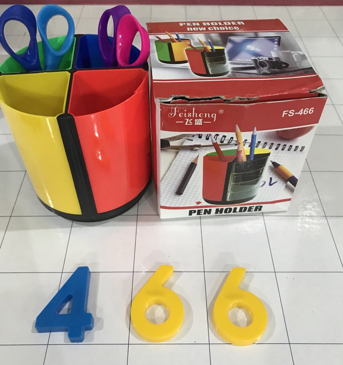 Khay cắm bút PEN HOLDER 466 / 468 - 4 Ngăn 4 màu CÓ ĐẾ XOAY