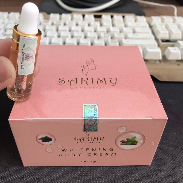6 Hộp Kem body dưỡng siêu trắng da SAKIMY whitening body cream tặng serum kích trắng Sakimy pha kem body (Chính hãng miễn phí ship toàn quốc)
