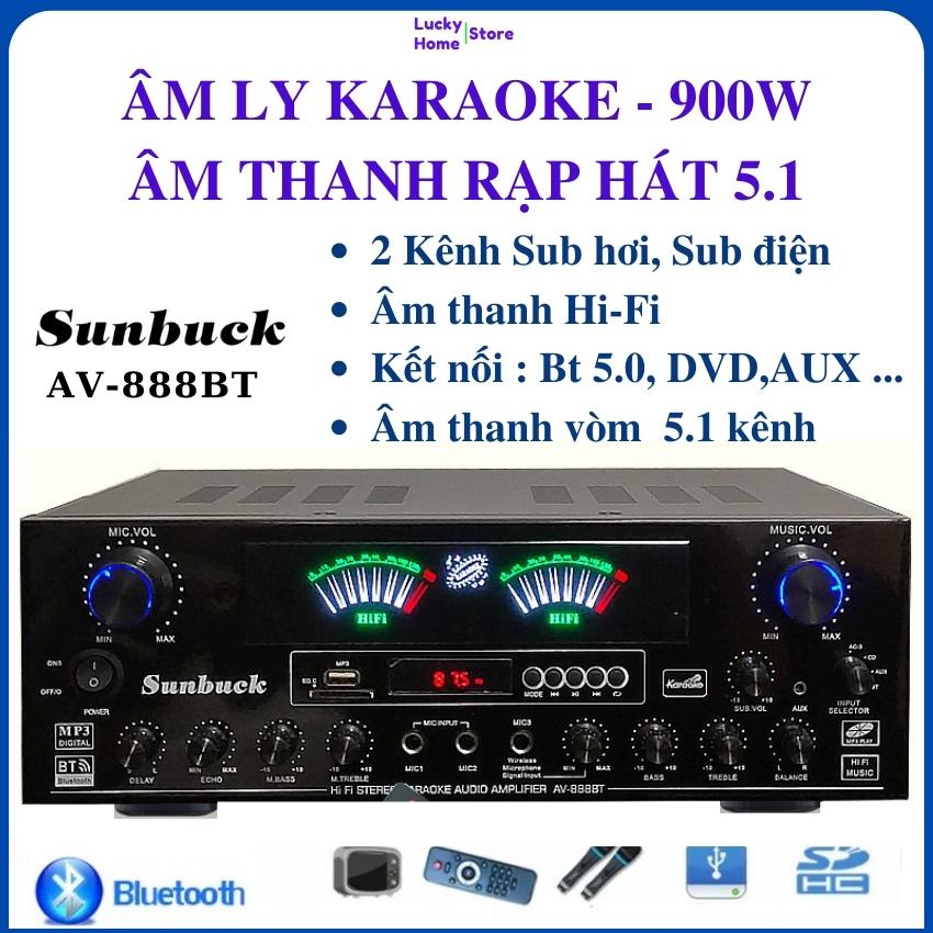 Amply karaoke bluetooth Sunbuck AV-888BT âm ly gia đình Âm ly 5.1 kết nối sub hơi và sub điện. amly karaoke bluetooth gia đình Bảo hành 12 tháng  âm ly karaoke  amly hát karaoke  amply karaoke gia đình  âm ly  âm ly karaoke bluetooth