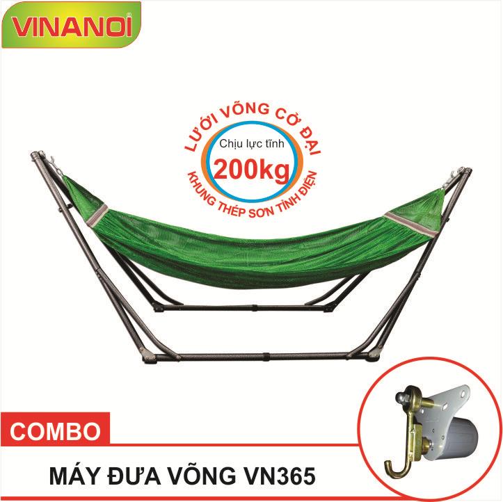 Võng xếp đưa tự động cho trẻ em và người lớn VINANOI (VN365-KVT). Khung thép Lưới đại màu xanh lá