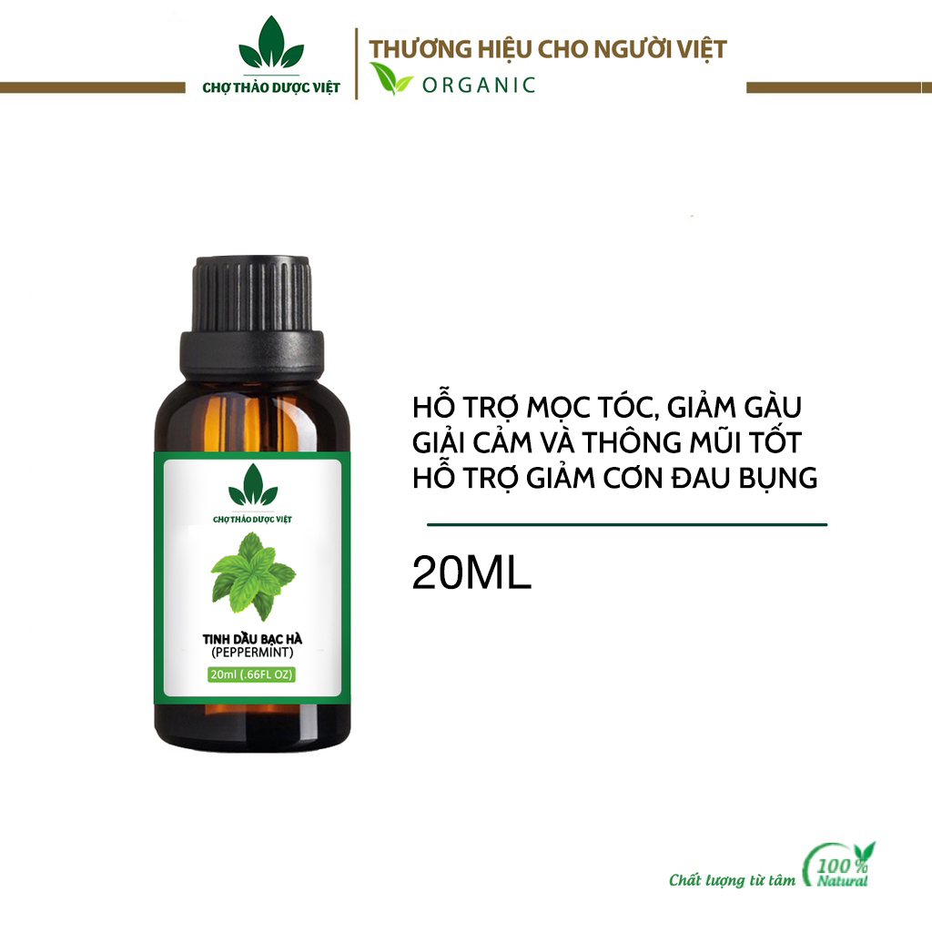 Tinh dầu Bạc Hà nguyên chất 20ml đuổi muỗi côn trùng khử mùi thơm phòng treo xe - Chợ Thảo Dược Việt