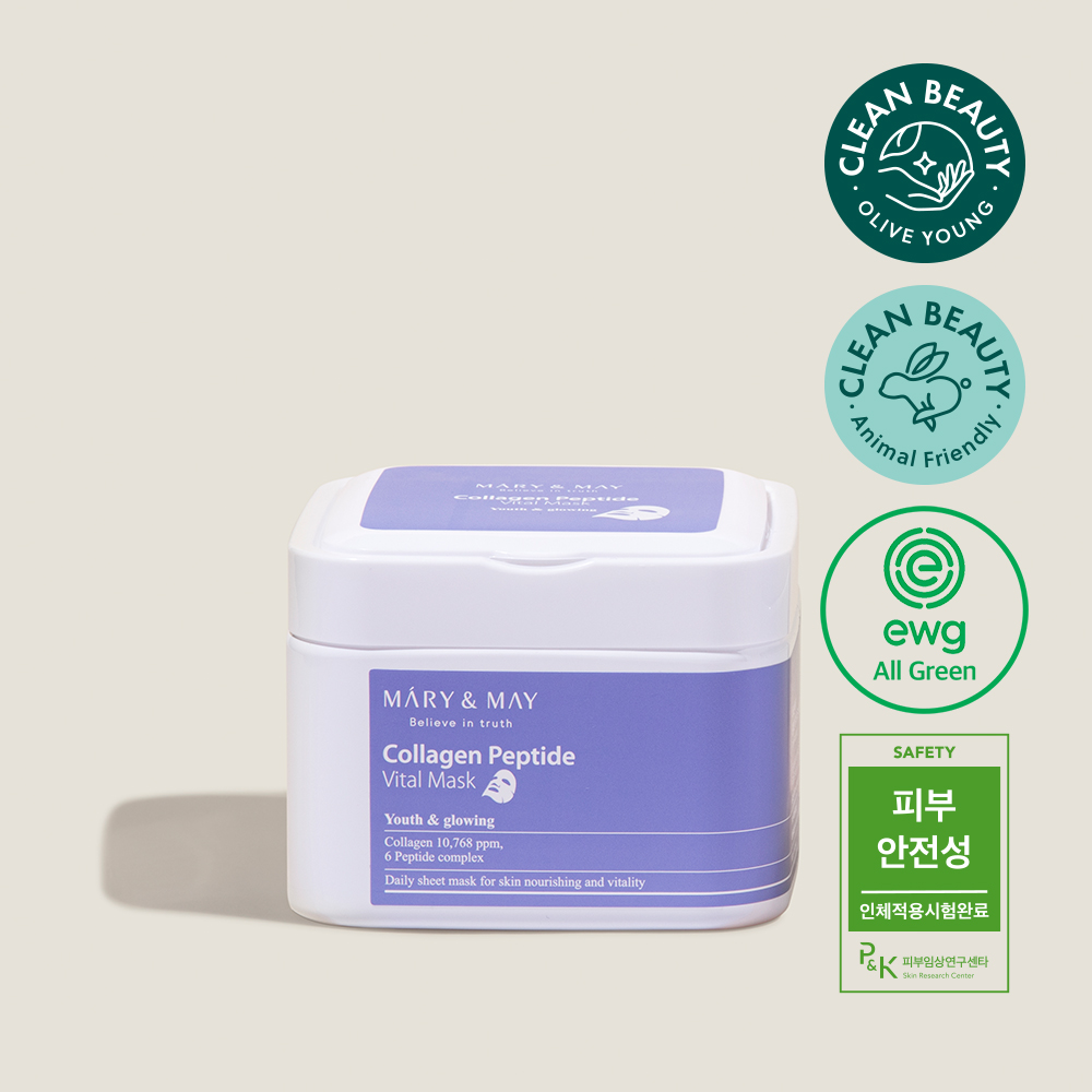 Mặt Nạ Giấy Chống Lão Hóa Mary&May Collagen Peptide Vital Mask (30 miếng)