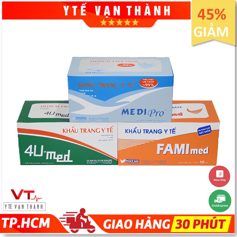 ✅ Khẩu Trang Y Tế: Medi Pro 4U Fami Med (Hộp 50 Cái) - Công Ty Thời Thanh Bình - Vt0371 [ Y Tế Vạn Thành ]