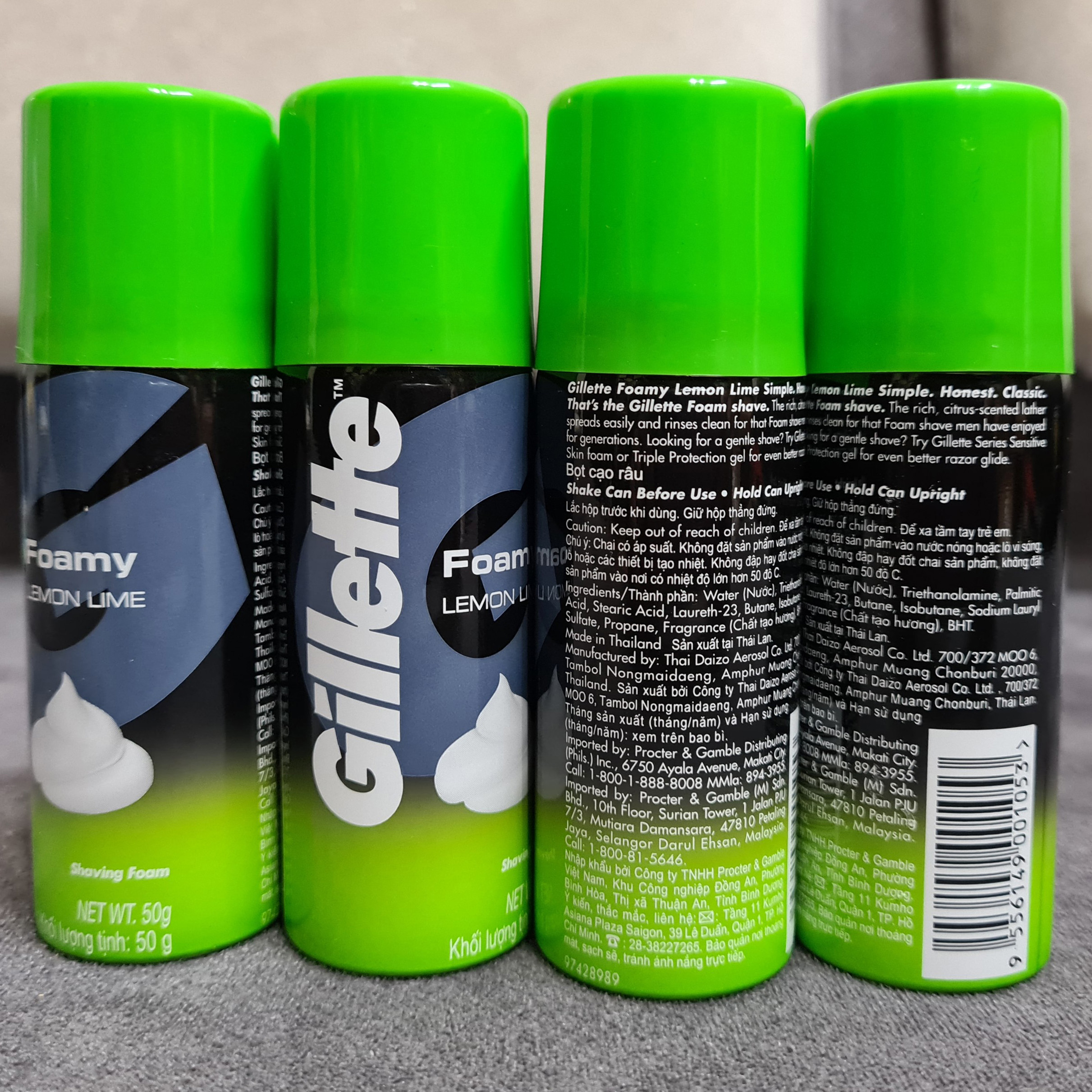 Bọt Cạo Râu Gillette Foamy Lemon Lime 50G (Hương Chanh)