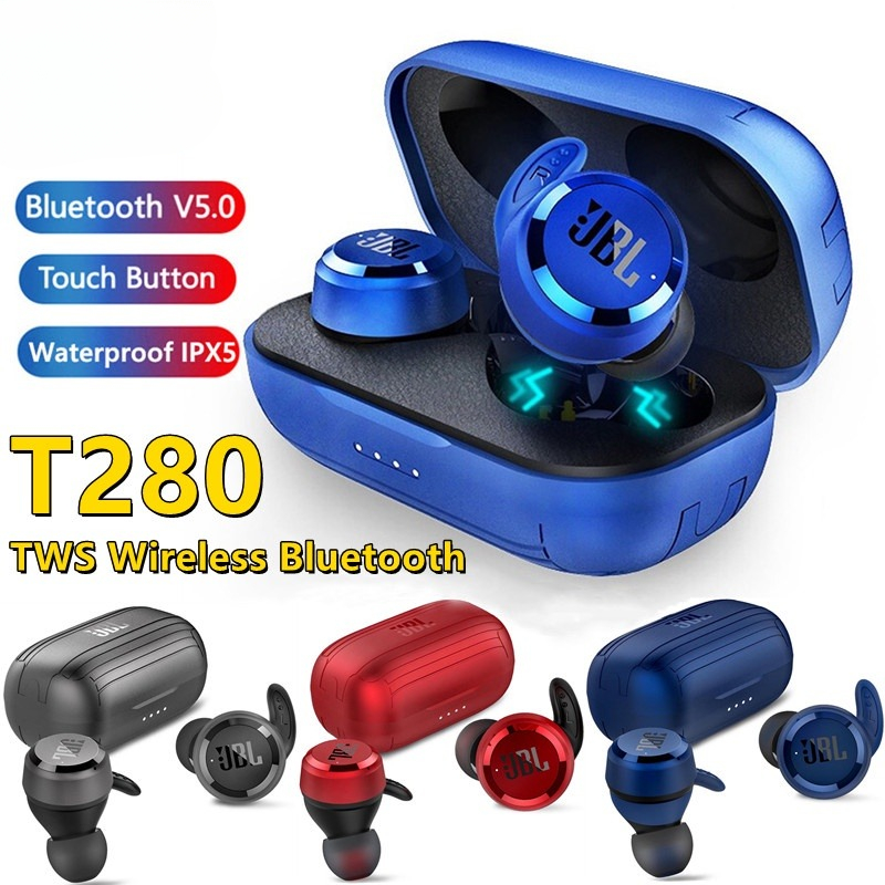 🔥【Readystock】 + FREE Shipping+ COD 🔥100% Original JBL T280 TWS Tai nghe Bluetooth không dây Tai nghe