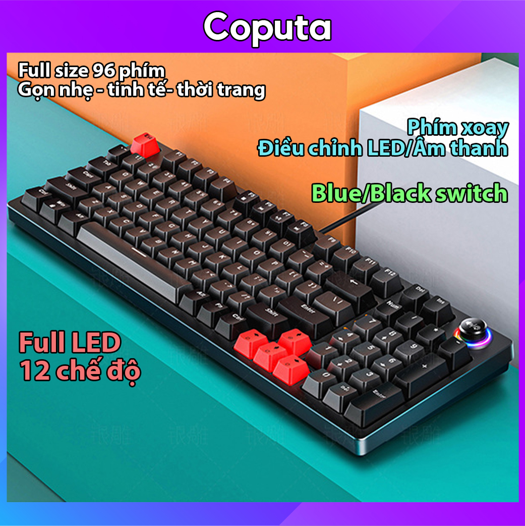 Bàn phím cơ Coupta Bàn phím máy tính laptop chơi game Full LED 96 phím K700