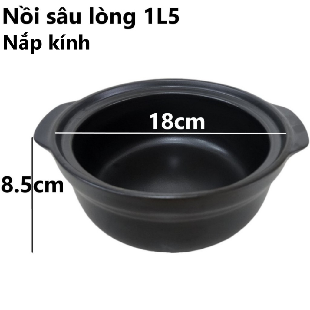 Nồi Đất PAN Tráng Men Chống Dính Nắp Kính Nhiều Size Nồi Kho Cá Thịt Nấu Mỳ Cơm Niêu