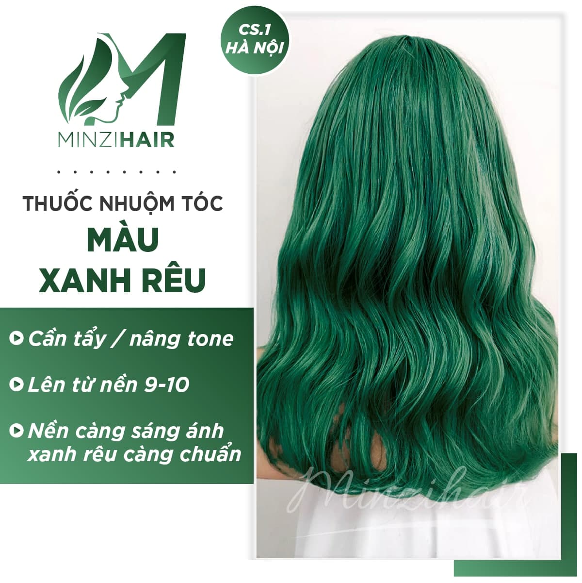 Thuốc Nhuộm Tóc Xanh Rêu - Feedback Thật 100% - Cần Tẩy Tóc - Nâng Tone