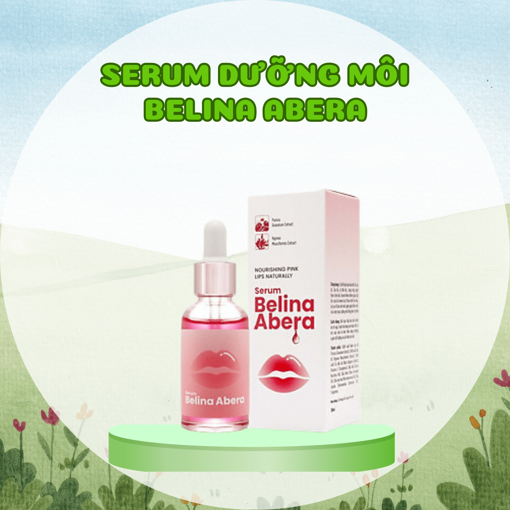[COMBO 2 CHAI] Serum hồng môi khử thâm Belina Abera 20ml - Dưỡng môi hồng căng bóng tự nhiên giảm thâm môi khô môi nứt nẻ nhanh chóng