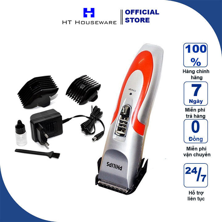 Tông đơ cắt tóc sạc điện Philip hàng chính hãng kích thước nhỏ gọn máy cắt tóc tặng kèm 5 món phụ kiện_HT
