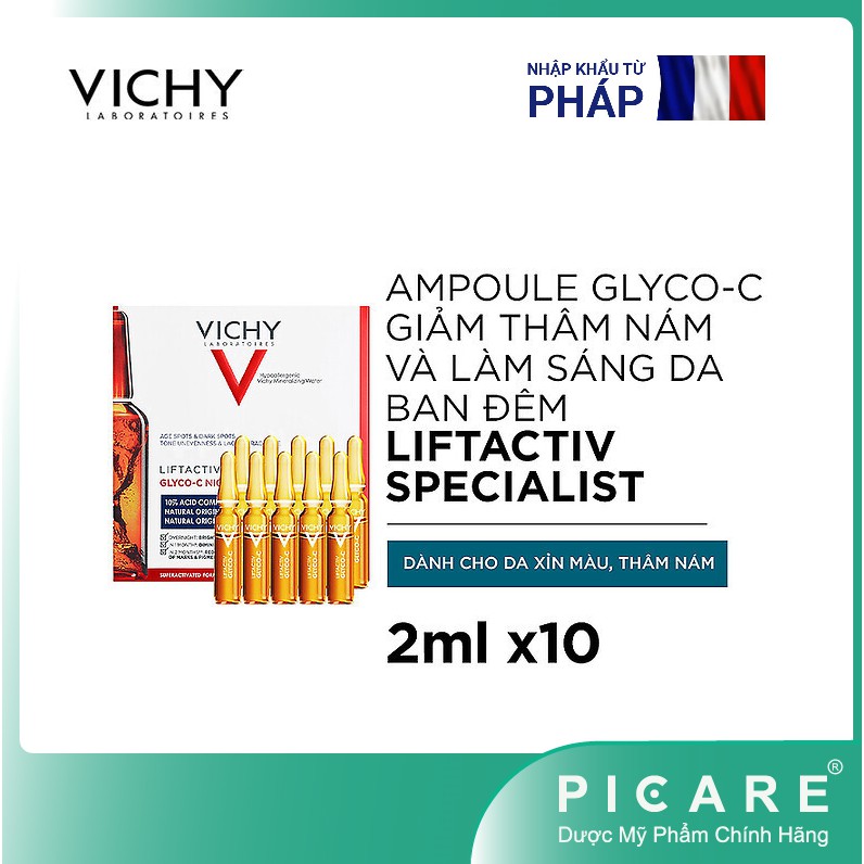 Tinh Chất Hỗ Trợ Giảm Thâm Nám Giúp Làm Sáng Da Vichy Glyco - C Night Peel Ampoules 2Ml X 10 Ống ( Ban Đêm)