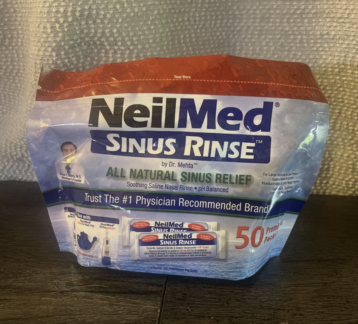 Muối rửa mũi Neilmed 50 gói (người lớn) không gồm bình rửa
