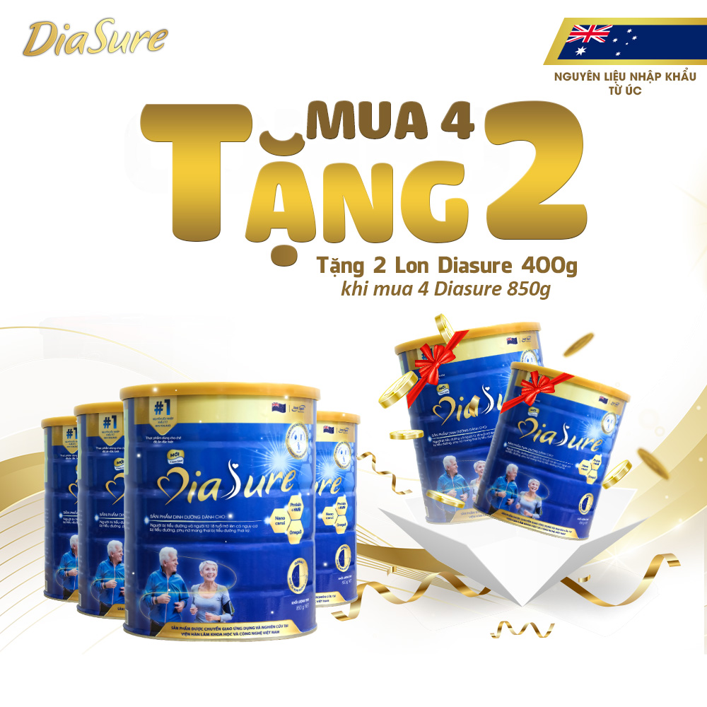 Sữa Non Diasure 850G (NEW) bổ sung thêm Nano Canxi Omega3 Protein HMB  (Mua 4 tặng 2 hộp 450G)-Sữa d