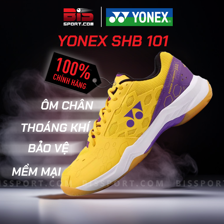 Giày Cầu Lông Chính Hãng Yonex SHB101CR Màu Vàng Tươi Sáng - Đế Cao Su Siêu Bám Chống Trơn Khi Gặp N