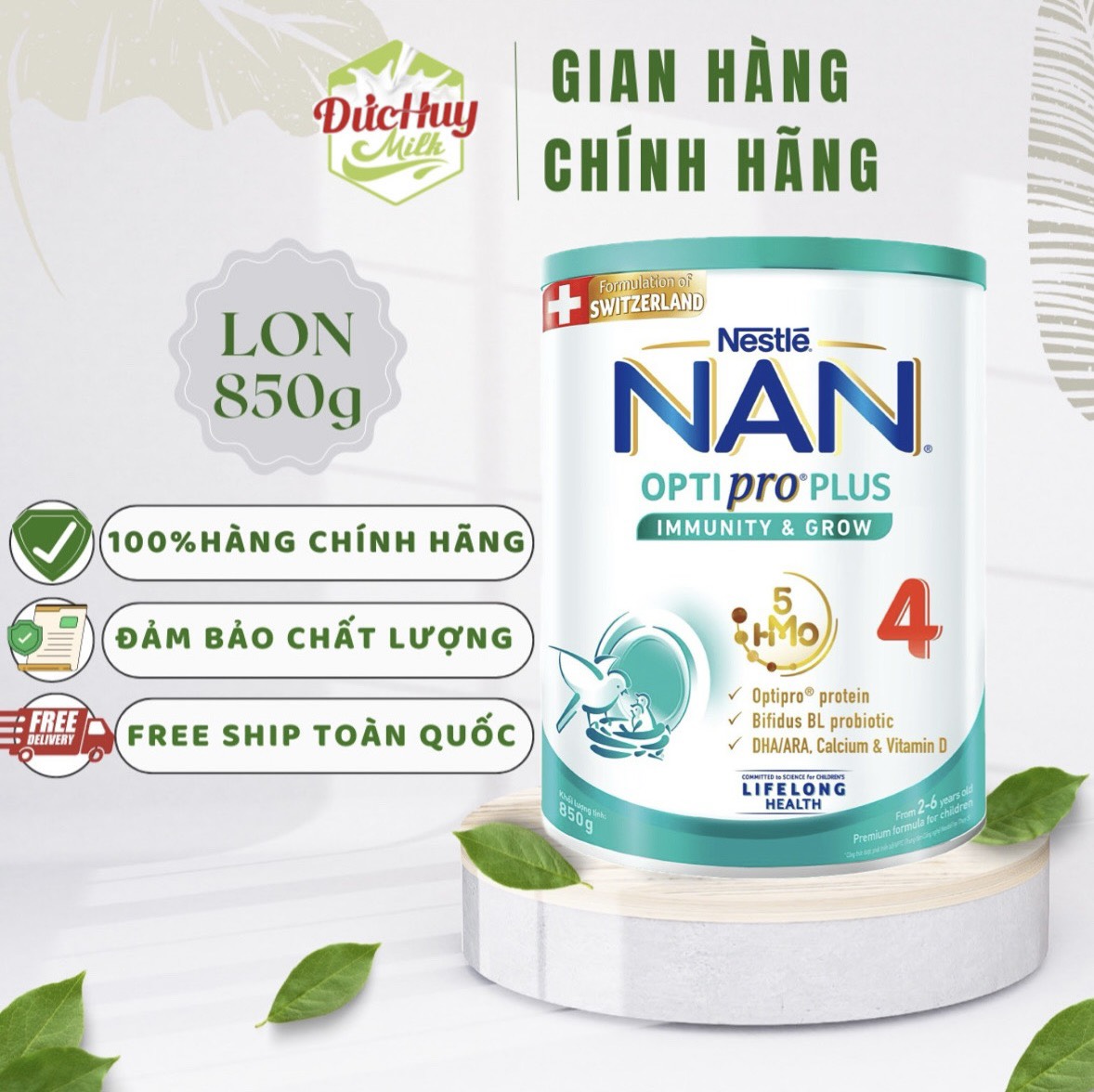Sữa bột Nestle NAN Optipro HMO 4 800g cho trẻ trên 2 tuổi