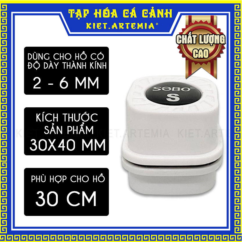 Lau kính nam châm 2 mặt nam châm lau kính hồ cá Sobo phụ kiện bể cá cảnh