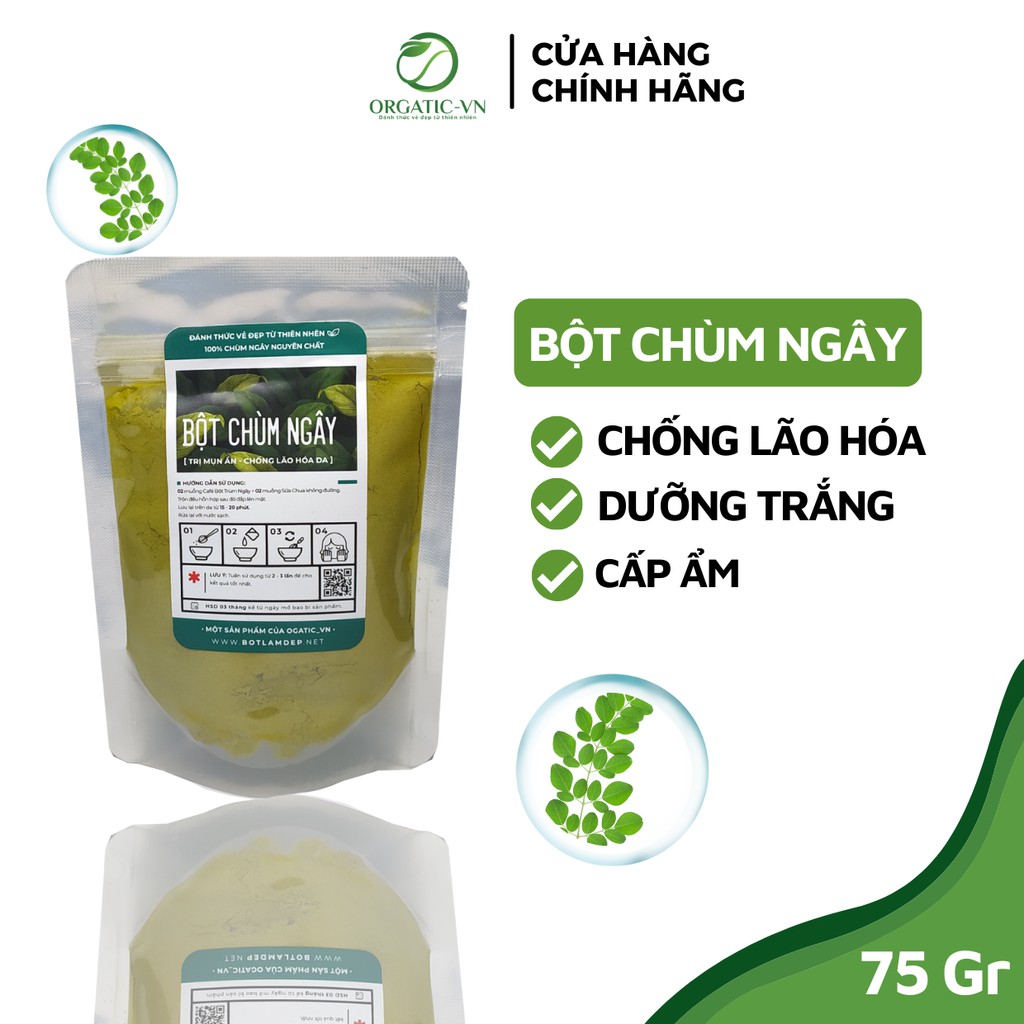 [ 100GR ] Bột chùm ngây sấy lạnh nguyên chất sạch Organic - Handmade  -  Giảm Mụn Mát Da- Mỹ phẩm Handmade - giảm cân làm đẹp
